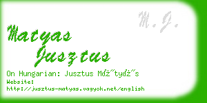 matyas jusztus business card